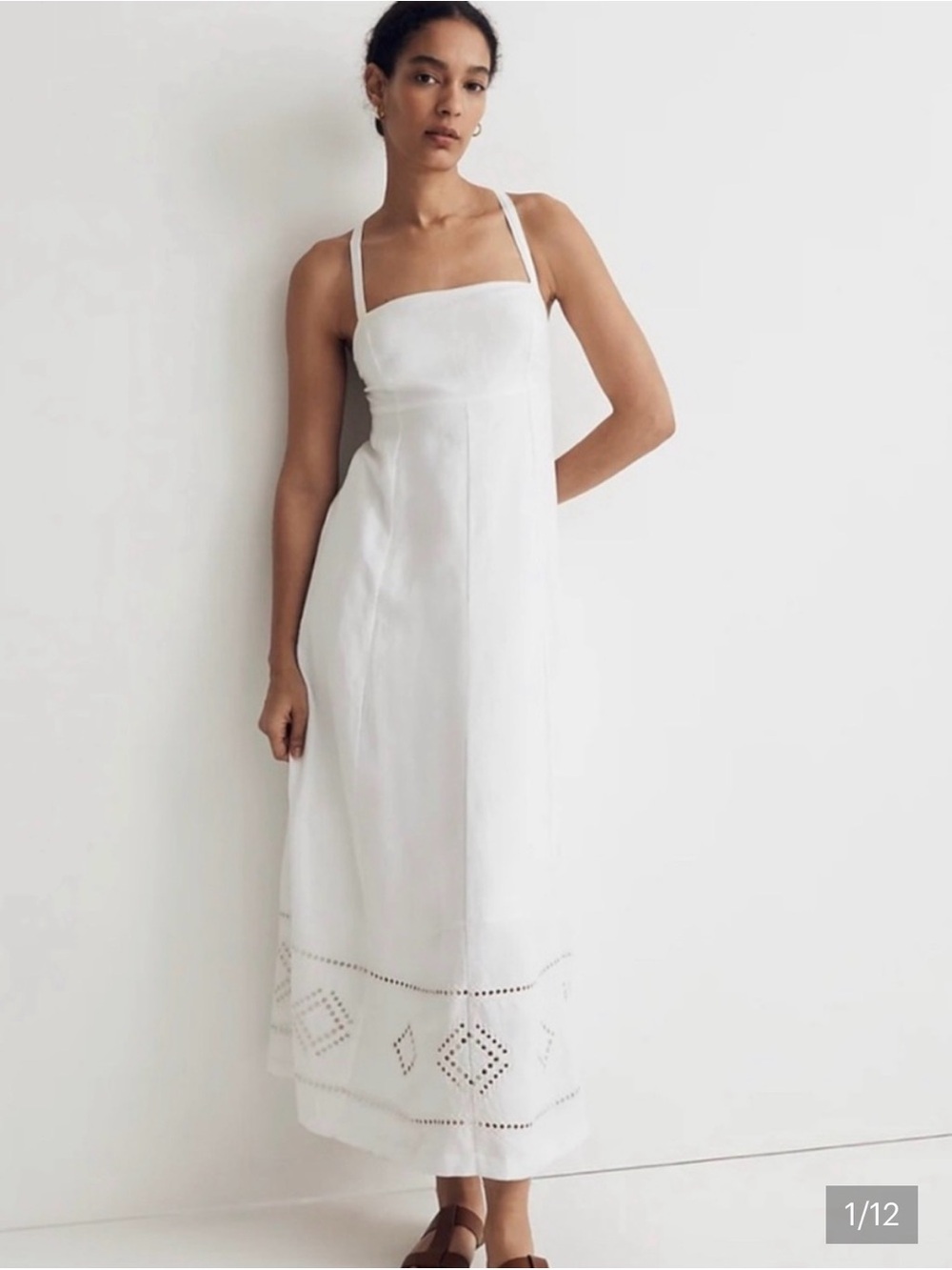 Madewell White Eyelet Hem Cotton Sundress